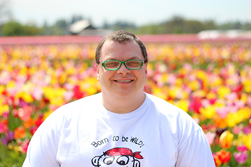 Client at tulip fields