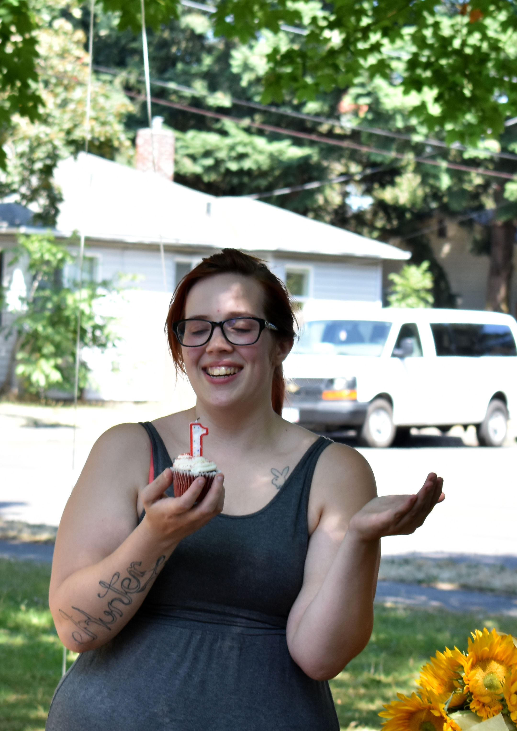 Woman holding cupcake